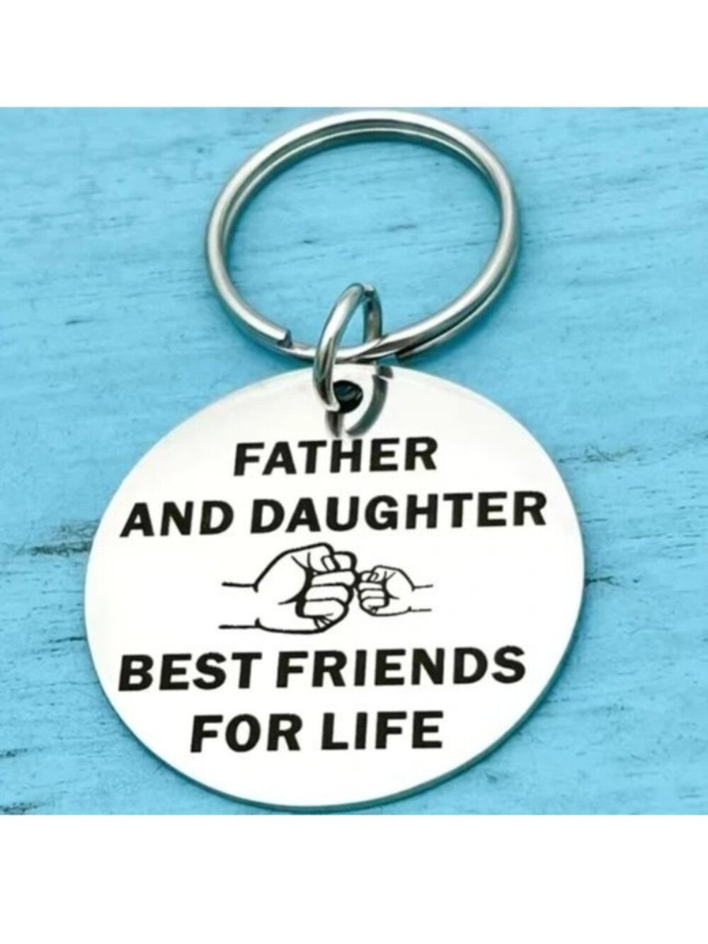 Keychain Father & Daughter Bag Charm Friends For Life Family Love Stainless Gift